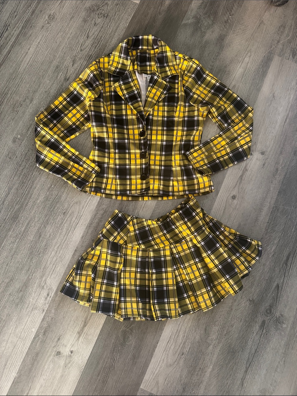 Matching Set - Clueless Costume- Yellow Black Plaid Checkered